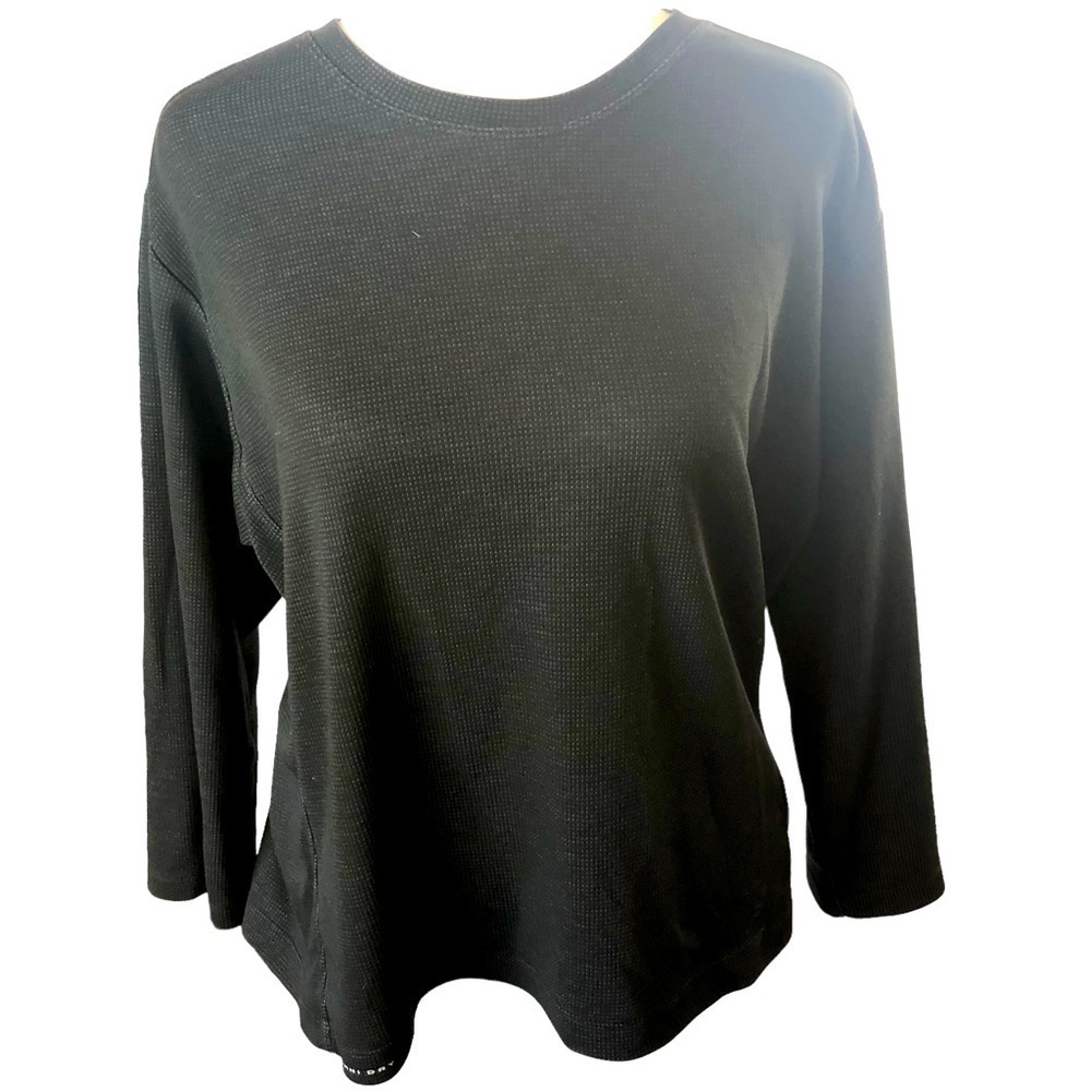 Columbia GRT Waffle Knit Thermal OmniDry Tee Women XL Charcoal  Crew Neck